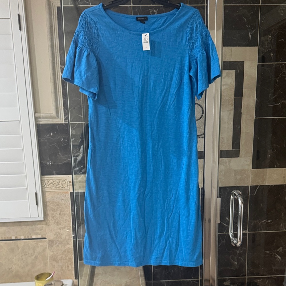 Talbots Bright Blue Short-Sleeve Midi Dress
